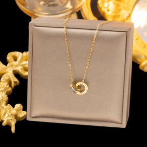 Custom High Quality Women's Wedding Engagement Stainless Steel 18k Gold Plated Zircon Stud Pendant <b>Bracelet</b> <b>Earrings</b> Jewelry <b>Set</b> - Product Image 2