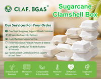 Boîte à hamburger jetable en bagasse de canne à sucre biodégradable, micro-ondable, avec couvercle pour les plats à emporter