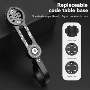 <span class=keywords><strong>Support</strong></span> de vélo réglable en aluminium pour ordinateur de vélo, <span class=keywords><strong>support</strong></span> multi-base compatible <span class=keywords><strong>Garmin</strong></span>/Cateye/Bryton avec <span class=keywords><strong>support</strong></span> pour caméra d'action et éclairage - Product Image 1