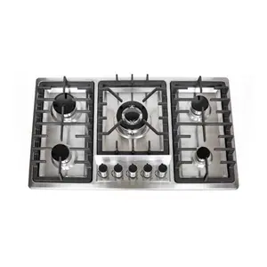 built in Gas Stove LPG LNG universal home Gas Cooker Cooktops Kitchen 5 big Burners Stainless Steel Exported to 43 countries