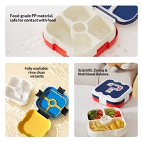 Boîte à lunch JIAYI carrée de 800 ml, résistante au micro-ondes, en PP de qualité alimentaire, 3+ compartiments, anti-fuite, sans BPA, écologique, légère