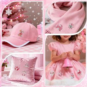 Patchs de Noël en feutre thermocollants écologiques brodés, motifs pingouin rose, bonhomme de neige, bonbons, pour chapeaux, vêtements et écharpes - Vente en gros - Product Image 5