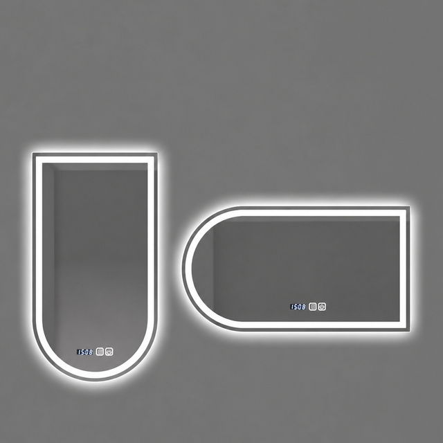 Smart LED Bathroom Mirror With Bluetooth Speaker Touch Switch Anti-Fog Time Display