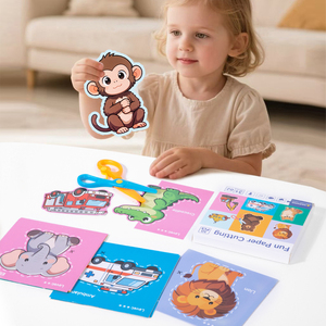 <span class=keywords><strong>Jeux</strong></span> de découpe de papier amusants Montessori, livre de <span class=keywords><strong>dessin</strong></span>, cartes d'appariement, jouets éducatifs d'intelligence pour enfants, garçons et filles - Product Image 2