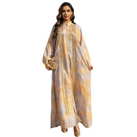 Robe Abaya à manches longues et col montant brodée ethnique en polyester pour femmes arabes du Moyen-Orient, modèle AB478 ODM, taille XXL