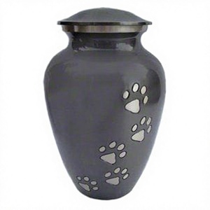 Urne funéraire noire artisanale avec motif de patte pour cendres de chat ou de chien, urne commémorative en métal pour animaux de compagnie, prix d'usine - Product Image 1