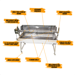 Asador Spartan Spit Pig Roaster de 1500 mm, Grande, de Acero Inoxidable, para Barbacoa - Product Image 4