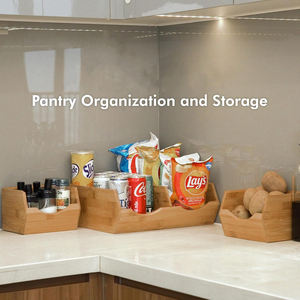 Panier de rangement empilable en bambou de style campagnard, écologique, durable, pour l'organisation des aliments dans le garde-manger, contenants pour pommes de terre et oignons - Product Image 5