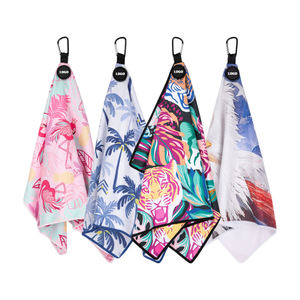 Serviette de golf en microfibre gaufrée à séchage rapide et absorbante avec mousqueton, logo personnalisé, motif palmier tropical, pour sac de golf, grand format, OEM - Product Image 6
