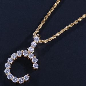 Collier pendentif unisexe, chaîne en or, zircone, initiale Q, bijou ras du cou, pour hommes et femmes, 2019 - Product Image 3