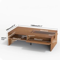 Soporte de TV de madera de nogal moderno de mediados de siglo y juego de mesa de centro con luz táctil y almacenamiento de apertura para salas de estar grandes