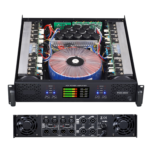 POD-4800 4 Channel 2U 4x800W Professional Power Amplifier Rack Mount Amp for Stage PA System