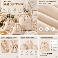 Pochette en coton à cordon de serrage en velours vert, logo personnalisé, emballage cadeau de luxe pour Noël