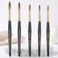 Pinceau à ongles en acrylique Kolinsky avec logo personnalisé, pinceau à cheveux pour ongles, stylo spécial pour extension d'armure en cristal, vente en gros d'usine