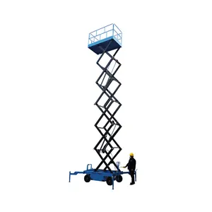 Hand Push Mobile Scissor Aerial Maintenance Work Platform 8M 10M 12M 14M Mobile Hydraulic Lifting Platform