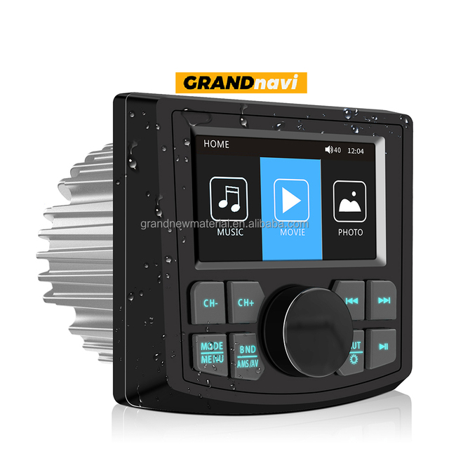 GRANDnavi 3inch Marine Boat Radio MP3 Player Radio FM AM Subwoofer Waterproof Marine Stereo for Golf SUV RV GOLF Car