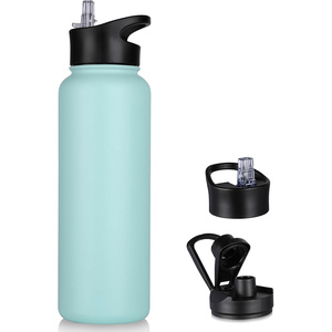 OEM 32oz 40oz Double Wall Vacuum <b>Flask</b> Insulated Eco-Friendly Stainless Steel Sport Water Bottle Custom Handle Lids 6-12 Hours - Product Image 1
