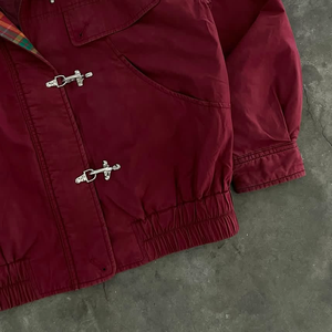 Custom Working <strong>Jacket</strong> Men Heavy Firefighter Fireman Lobster Clasp Button <strong>Red</strong> Heavy <strong>Denim</strong> <strong>Jacket</strong> Texture <strong>Denim</strong> Work-wear Bomber - Product Image 4