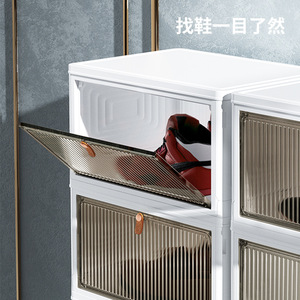 Foldable Shoe Storage Box With Wheels Rectangle Plastic Stackable Organizer For Dormitory Home Use - Product Image 2