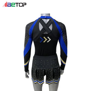 Uniformes de porristas de manga larga con diamantes de imitación para mujeres y niñas, <span class=keywords><strong>disfraz</strong></span> de <span class=keywords><strong>animadora</strong></span> con mangas para la temporada de <span class=keywords><strong>invierno</strong></span> - Product Image 4