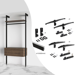 Kit de supports d'étagères en bois texturé noir EMUCA EMU7022454, incluant rail de suspension pour modules, pour étagères de garage, configuration zéro - Product Image 1