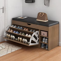 Meuble de Salon Moderne Extensible et Gain de Place en Bois, Présentoir à Chaussures avec Banc et Armoire de Rangement