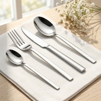 Ensemble de couverts modernes en acier inoxydable 410, manche carré martelé, finition miroir, luxe, pour hôtels et restaurants, vente en gros