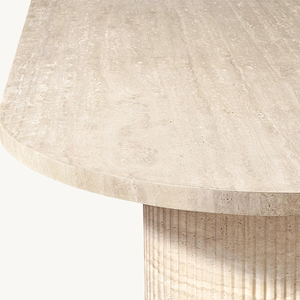 Dream Home Natural Travertine <strong>Dining</strong> <strong>Table</strong> Fluted Double Pedestal Base <strong>Rectangle</strong> Top Wabi Sabi Home Furniture - Product Image 4