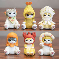 5 Styles Figurines PVC Anime Chat Animal Marin Mignon de Dessin Animé Cosplay Boîte Mystère Ornement Cadeau Unisexe Jouet de Collection Vente en Gros 1/6