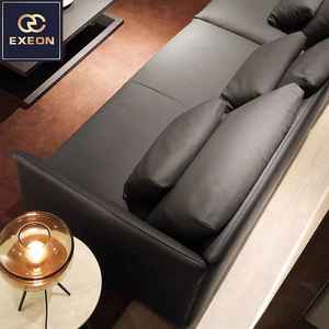 Canapé italien minimaliste Jungle en <span class=keywords><strong>cuir</strong></span> <span class=keywords><strong>noir</strong></span> Villa de luxe Meubles design Décoration créative Canapé de salon - Product Image 6