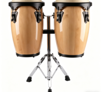 Wholesale 8"+9" Natural Gloss Wood Conga Drum Set With Chrome Stand, Goat Skin Hand Percussion Custom Logo for Band Stage