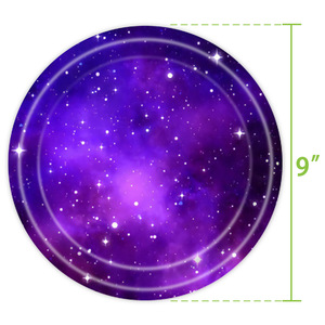 Assiettes, gobelets et serviettes en papier sur le thème du ciel étoilé, 9,7 pouces, imprimé galaxie violette, vaisselle de fête, décorations pour le Nouvel An et la Saint-Valentin - Product Image 3