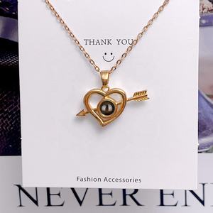 사랑 화살 목걸이 패션 보석 사용자 정의 사진 프로젝션 목걸이 Shopify drops-연인을위한 힙합 에이전트 커플 목걸이 - Product Image 6
