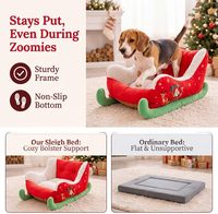Weihnachtsschlitten-Haustierbett Weiches Samt-Hundesofa mit Rutschfester Unterseite Festtagskissen für Kleine und Mittelgroße Hunde und Katzen