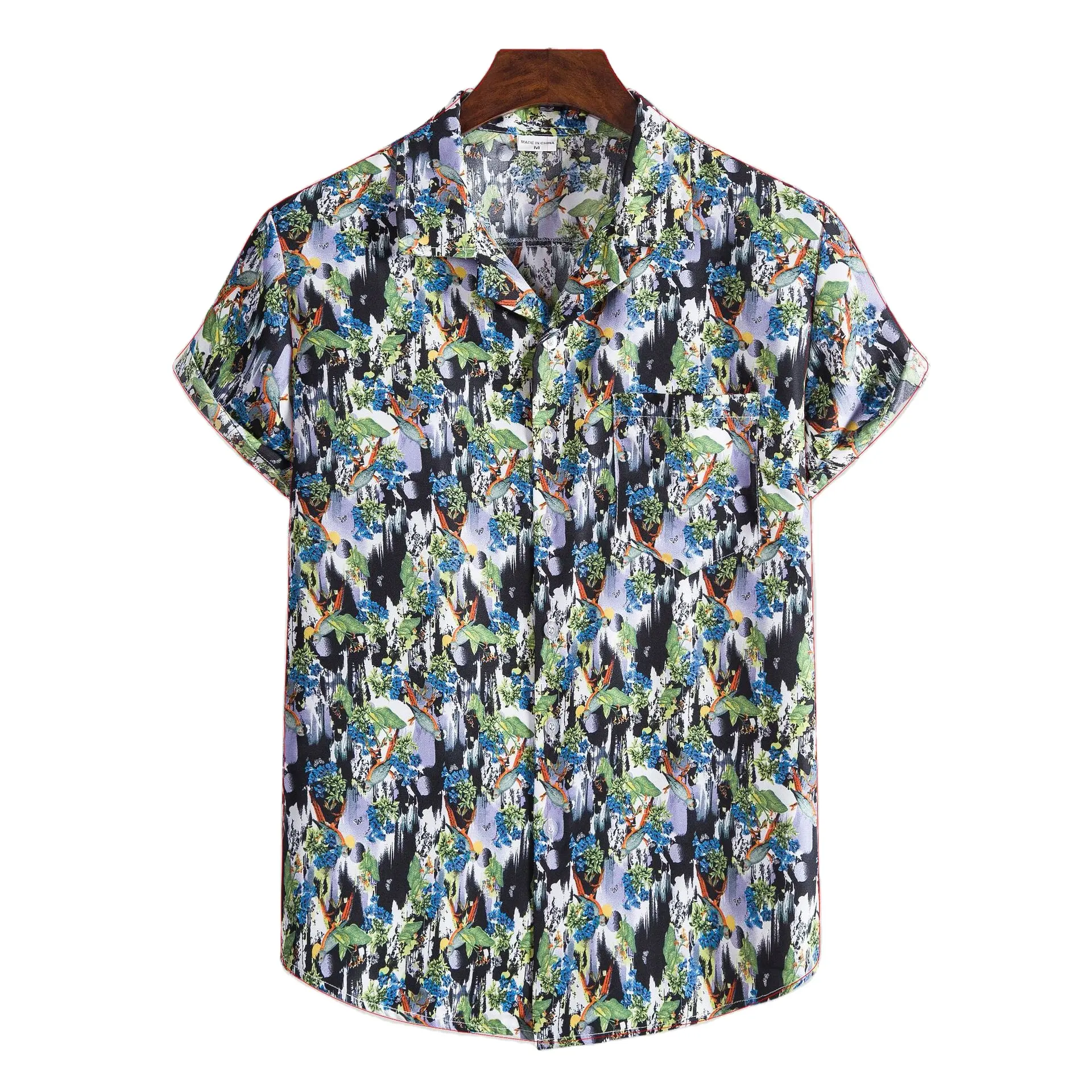 Hot style men's 2021 new summer dress men's floral fashion short-sleeved casual shirt slim shirt