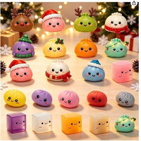 Calendrier de l'Avent 2026 : Boîte Mystère de Noël TPR à Montée Lente, Compte à Rebours Aléatoire, Jouets Squishy en Forme de Bao Bun à Presser