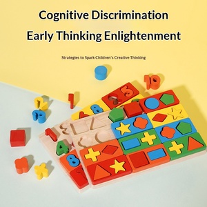 KAI AO Wooden Jigsaw Puzzle Box Digital Shape Matching Board Montessori Sensory Toy for Children 2-4 Years Developing - Product Image 4