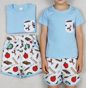 ชุดเสื้อยืดและกางเกงขาสั้นเด็กผู้ชาย RTS Boutique สำหรับกลับไปโรงเรียน ชุดเสื้อผ้าเด็ก 2 ชิ้น - Product Image 1