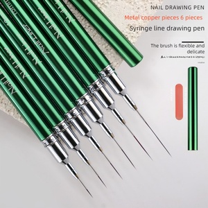 Nouveau stylo à ongles ultra-fin pour dessin, 6mm/9mm/12mm/15mm/18mm/25mm, manche métallique, pinceau liner en nylon vert 2024 - Product Image 2