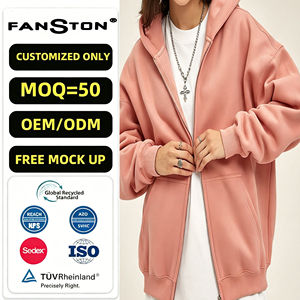 Felpa con <span class=keywords><strong>cappuccio</strong></span> unisex 2026 da 350G pesante con zip - Felpa oversize streetwear con cerniera a due vie e interno in pile spesso - Product Image 1