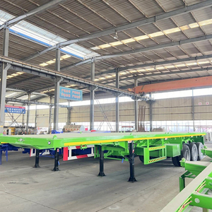 مقطورة شاحنة مسطحة فولاذية بثلاثة محاور لنقل الحاويات 20 و40 قدمًا، مقطورة نصفية لنقل الحاويات بحمولة تزيد عن 30 طن - Product Image 6