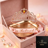 Crownia Ensemble de décoration couronne et écharpe avec lettrage 'RETIRED' en strass, en alliage de zinc, style européen et américain, pour fête de retraite, anniversaire, mariage