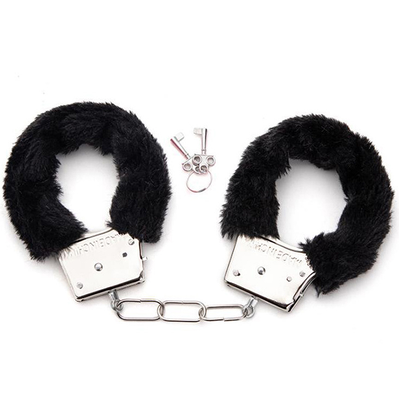 Handcuffs Fluffy Furry Metal Key Wrist Cuffs for Cosplay Fancy Dress Party BDSM Bondage Products