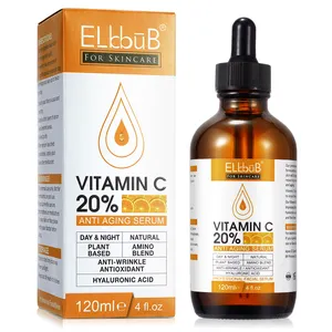 ELbbUB private label doğal organik 120ml cilt yüz serum c vitamini 20%, yüz bakımı parlatıcı beyazlatma c vitamini serumu