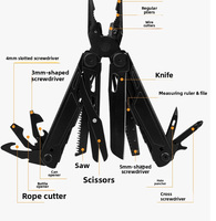 Couteau de Poche Multifonction 17-en-1 pour Survie, Camping et Extérieur, Pince Multitool DIY Revêtue de Noir, Qualité OEM Personnalisable
