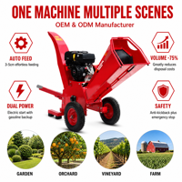 Broyeur de branches portable à essence 420cc 15HP avec attelage de remorque, capacité 100mm, certifié CE