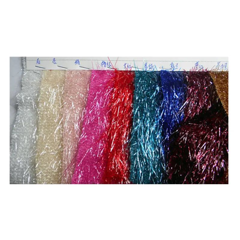 100%Polyester PET Shiny Long Short Hair Fringe Knitted Plush Fabric for Halloween Christmas Costume Decoration