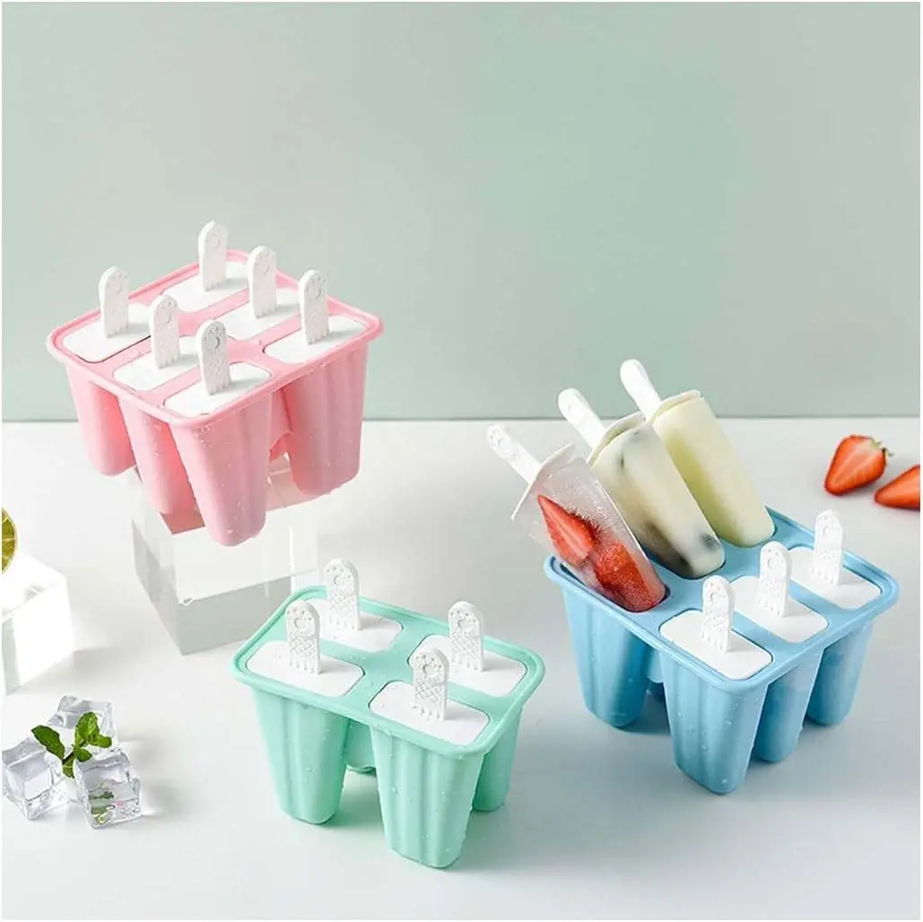 6 10 Cavities Ice Cream Cube Tray Silicone Popsicle Molds Ice Pop Molds