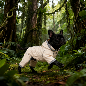 उच्च गुणवत्ता चिंतनशील लक्जरी कपास पॉलिएस्टर ग्रीष्मकालीन कुत्ते वर्षा ठोस रंग कोट - Product Image 3