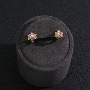 Pendientes Huggie Chapados en Oro de 18K con Cristales CZ <span class=keywords><strong>Multicolor</strong></span>, Pendientes Pequeños con Forma de Corazón y Estrella de Circonio, Broches para Oreja para Mujer, Joyería de Moda - Product Image 6